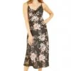 Yumi Black Satin Floral Cowl Neck Slip Dress