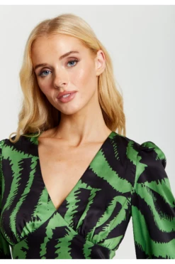 Liquorish Zebra Print Midi Dress In Green And Black -Liquosmi Store n4Zsx7g4 13814