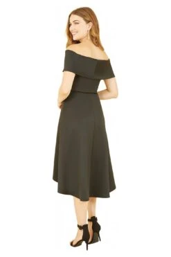 Mela London Black Bardot Dipped Hem Dress -Liquosmi Store n6dvOmYN 14758