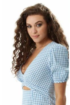 Liquorish Gingham Cut Out Front Midi Dress In Bluewhite -Liquosmi Store nl3uXpZv 10076