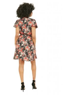 Mela London Red Floral Wrap Over Dress -Liquosmi Store noZ0OmY4 14438