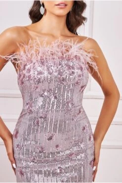 Goddiva Sequin And Feather Boobtube Midi - Blush -Liquosmi Store ntu0HBZW 14497