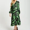 Liquorish Zebra Print Midi Dress In Green And Black