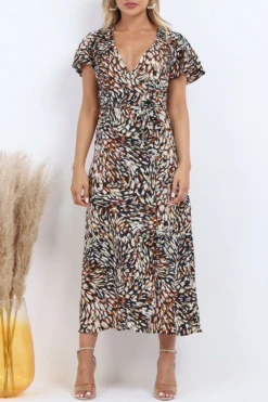 Lilura London Wrap Front Split Leg Maxi Dress In Multi Print -Liquosmi Store opm4qh8D 10613