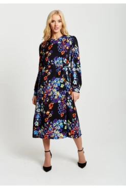 Liquorish Speckle Floral Print Midi Dress