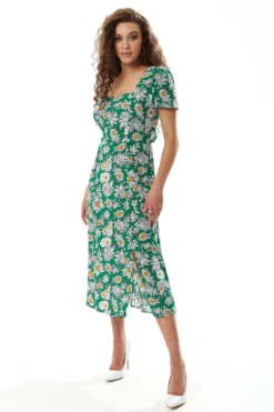 Liquorish Floral Print Midi Dress Wit Cut Out Back