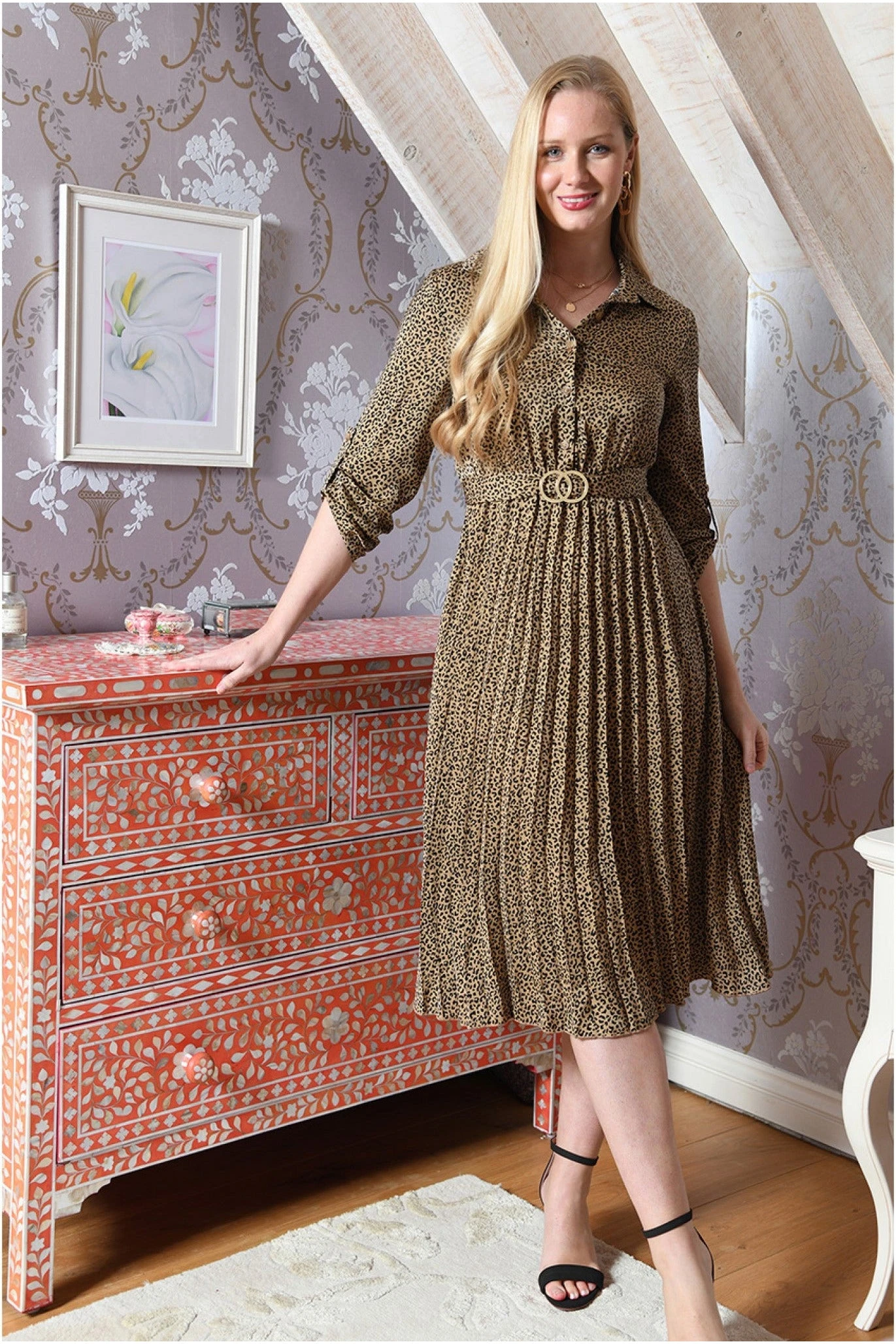 Mela London Satin Mini Leoaprd Print Belted Shirt Dress 2 Mela London Satin Mini Leoaprd Print Belted Shirt Dress - Image 2