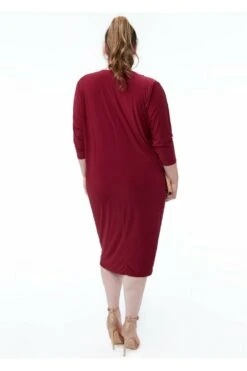Goddiva Loose Fit Midi Dress With Asymmetric Neck - Wine -Liquosmi Store rueOoY0T 5914