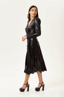Liquorish Pu Wrap Midi Dress In Black With Long Sleeves 7 Liquorish Pu Wrap Midi Dress In Black With Long Sleeves -Liquosmi Store s0pYjAEQ 8670