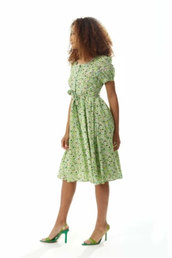 Liquorish Green Floral Midi Dress With Trim Lace Details -Liquosmi Store sP1fC2oN 10458