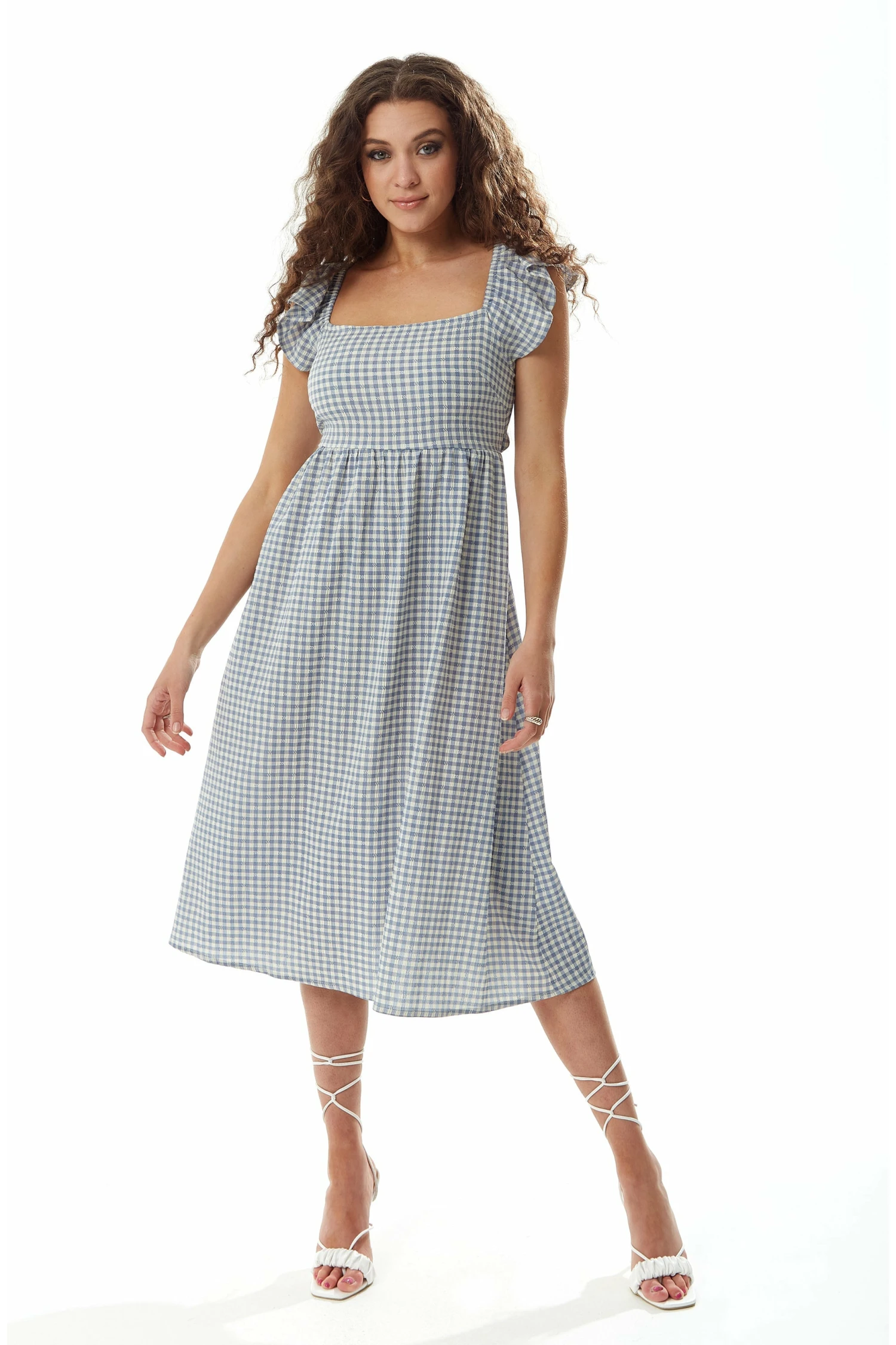 Liquorish Cut Out Back Midi Dress In Blue And Cream Gingham 1 Liquorish Cut Out Back Midi Dress In Blue And Cream Gingham