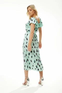 Liquorish Belted Midi Dress Off Shoulder Sleeve In Mint -Liquosmi Store ssaLqOT1 8871