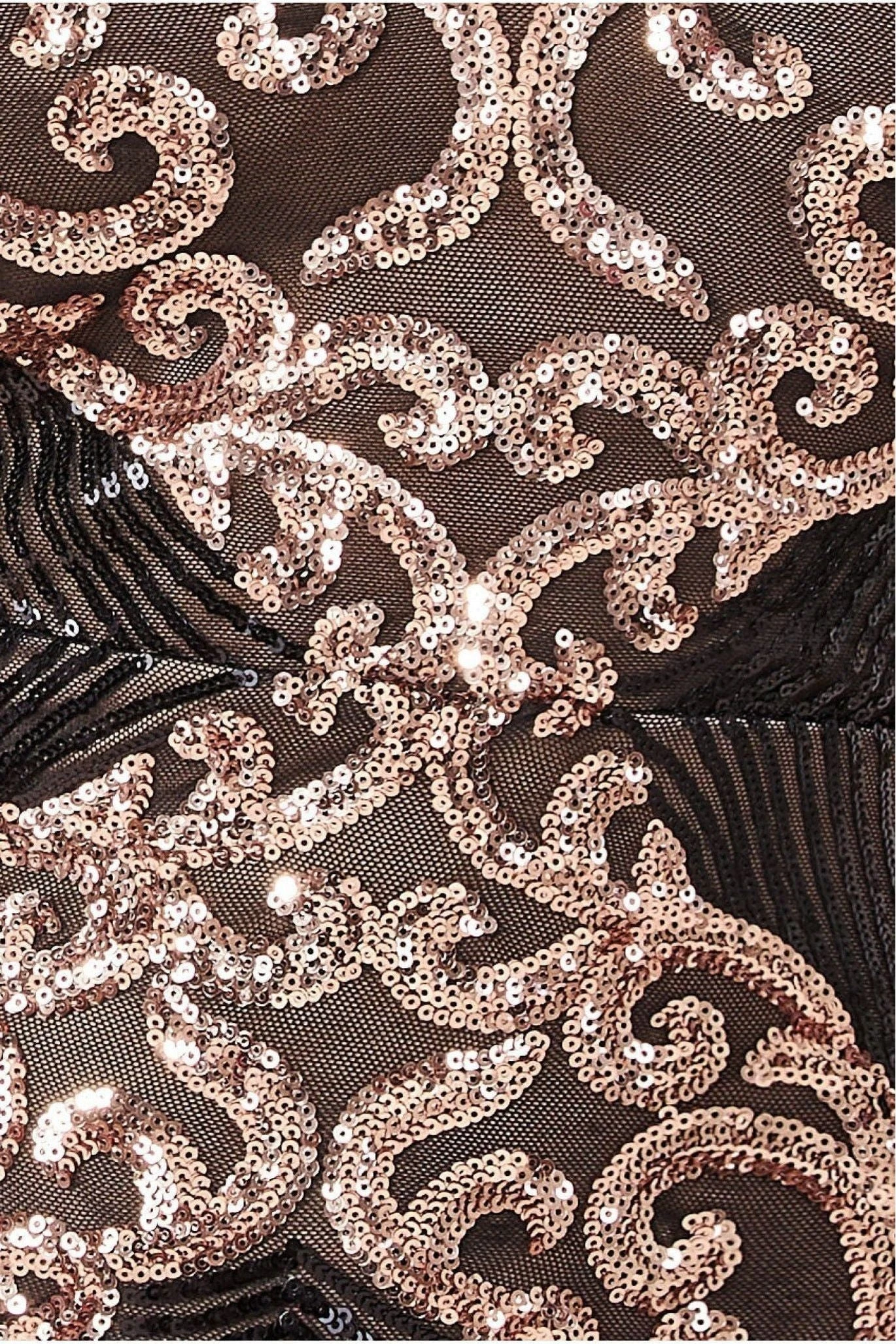 Goddiva Contrast Sequin Long Sleeve Midi Dress - Champagne 5 Goddiva Contrast Sequin Long Sleeve Midi Dress - Champagne - Image 5