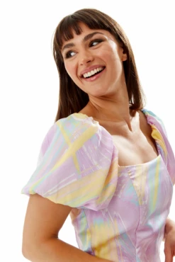 Liquorish Midi Square Neck Brush Stroke Print Dress In Lilac -Liquosmi Store tPyCrlBY 10791