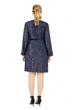 Yumi Navy Sequin Wrap Dress With Velvet Tie -Liquosmi Store toKlROnP 14463