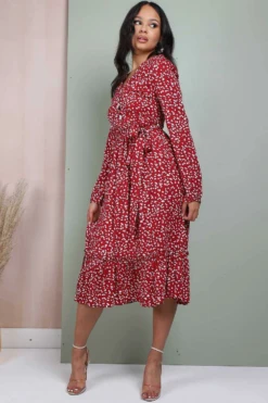 Lilura London Button Front Belted Midi Dress In Red Floral 9 Lilura London Button Front Belted Midi Dress In Red Floral -Liquosmi Store u2AXRsOK 10581