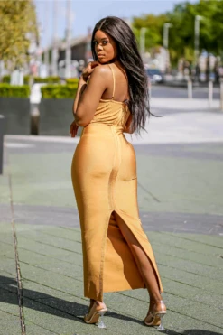 Setsofran London Mustard Ribbed Strappy Maxi Bandage Dress 7 Setsofran London Mustard Ribbed Strappy Maxi Bandage Dress -Liquosmi Store vm5spAHS 15717