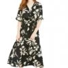 Mela London Black Floral Wrap Midi Dress