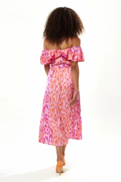 Liquorish Belted Midi Dress With Off Shoulder Sleeves Pink -Liquosmi Store wcahXsmW 8872