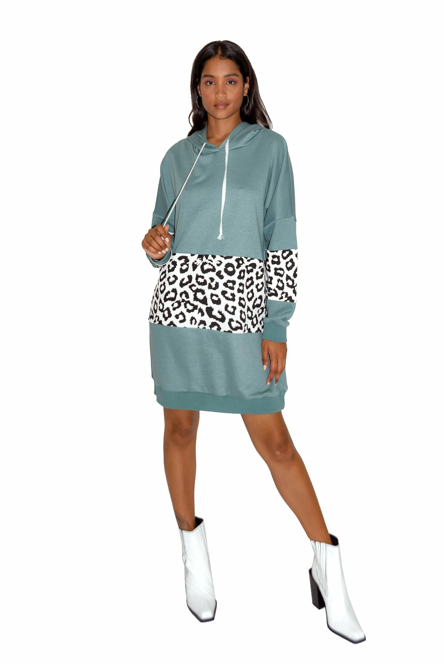 Liquorish Oversize Hoodie Dress In Sage And Leopard Print 1 Liquorish Oversize Hoodie Dress In Sage And Leopard Print