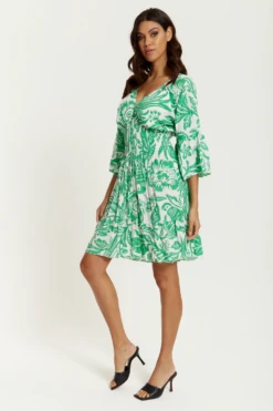 Hoxton Gal Oversized V Neck Detailed Floral Print Mini Dress -Liquosmi Store xHJRlQ08 14178