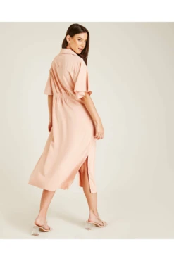 Dusty Pink Ruched Front Button Up Dress | Dusty Pink -Liquosmi Store xM6WVE6J 12201