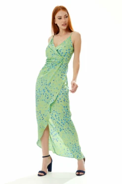 Liquorish Animal Print Maxi Wrap Dress In Mint And Blue -Liquosmi Store xYarsrrp 10778