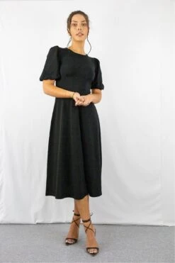 Signage Black Round Neck Mini Dress