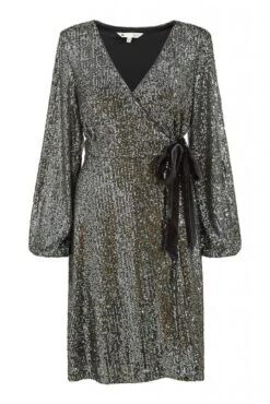 Yumi Black Sequin Wrap Dress With Velvet Tie -Liquosmi Store yFtJp8yz 14464