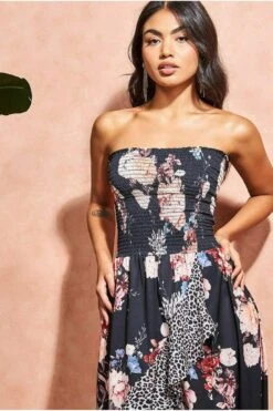 Goddiva Contrast Print Boobtube Midi Dress - Leopard Print 6 Goddiva Contrast Print Boobtube Midi Dress - Leopard Print -Liquosmi Store yHN0epns 11082
