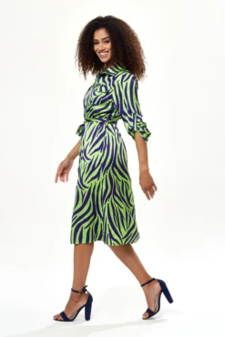 Liquorish Mint And Blue Zebra Print Midi Shirt Dress -Liquosmi Store yHZ0ERkG 15399