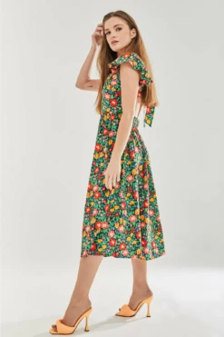 Liquorish Floral Print Cut Out Back Midi Dress -Liquosmi Store yZbq5kkL 9770