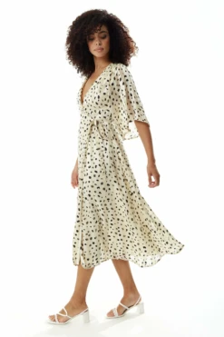 Liquorish Animal Print Midi Wrap Dress In Cream -Liquosmi Store z1x6aHaZ 10442