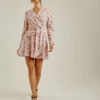 Dusty Pink Printed Polka Dot Swing Dress | Pink