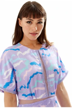 Liquorish Midi Abstract Zebra Print Dress With Mesh Lilac -Liquosmi Store zF37445R 10787