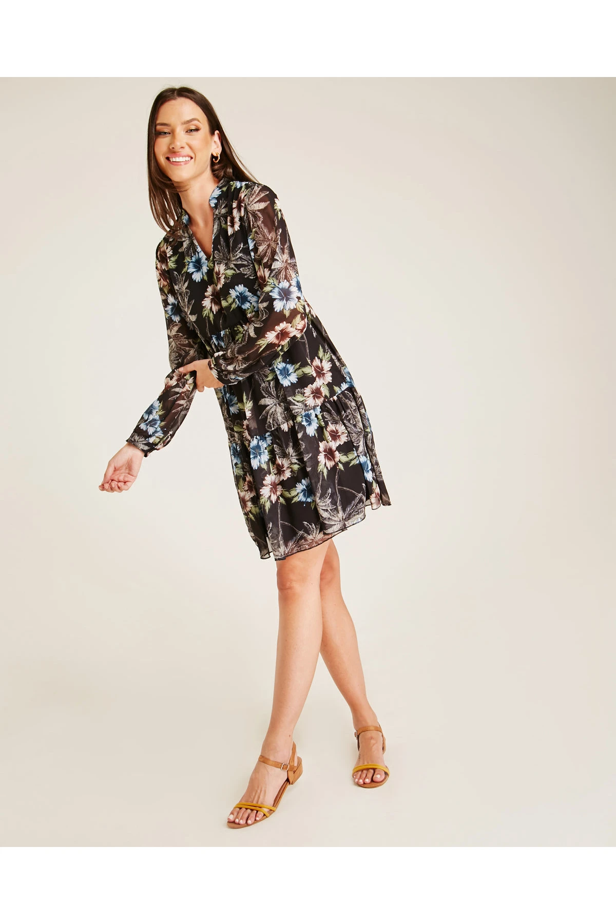 Dusty Pink Hawaii Print Smock Dress | Blue 1 Dusty Pink Hawaii Print Smock Dress | Blue